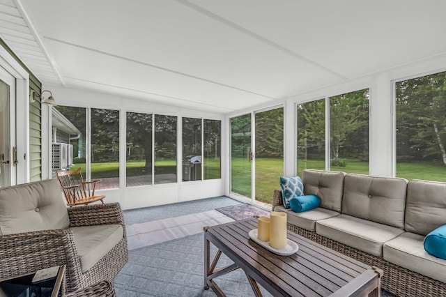 60 Evergreen Dr, Hermon, ME 04401 - sunroom featuring an outdoor living space, plenty of natural light, and cooling unit
