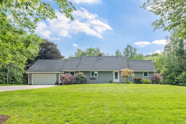 60 Evergreen Dr, Hermon, ME 04401 - new england style home with a garage, a front yard, driveway, and a chimney