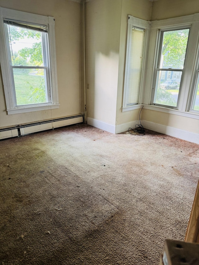 156 Railroad St, Clinton, ME 04927 - carpeted spare room with plenty of natural light, baseboards, and a baseboard radiator