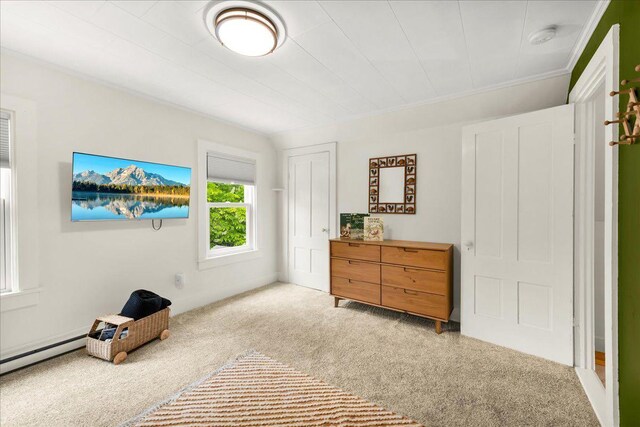 276 N Sedgwick Rd, Sedgwick, ME 04676 - living area with carpet and a baseboard radiator