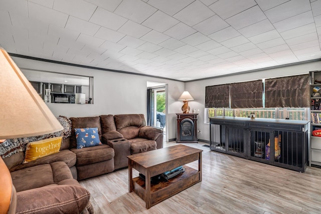 54 Old Canton Rd, Dixfield, ME 04224 - living room featuring crown molding and wood finished floors