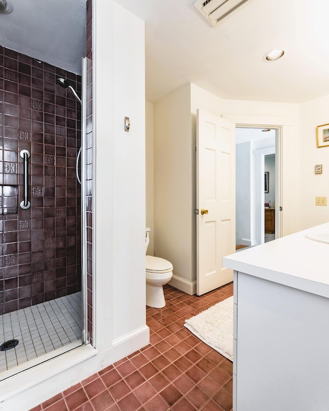 250 Davis Point Rd, Cushing, ME 04563 - full bathroom featuring a stall shower, vanity, recessed lighting, and tile patterned floors