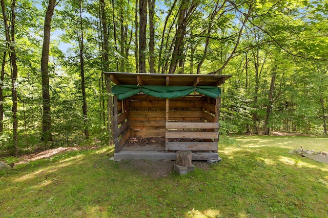 43 Vista Dr, Windham, ME 04062 - view of outbuilding featuring a forest view