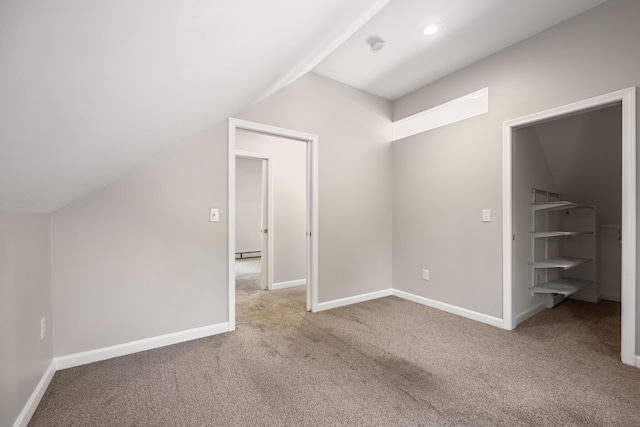 41 Parker St, Bangor, ME 04401 - bonus room with carpet floors, lofted ceiling, a baseboard radiator, and baseboards
