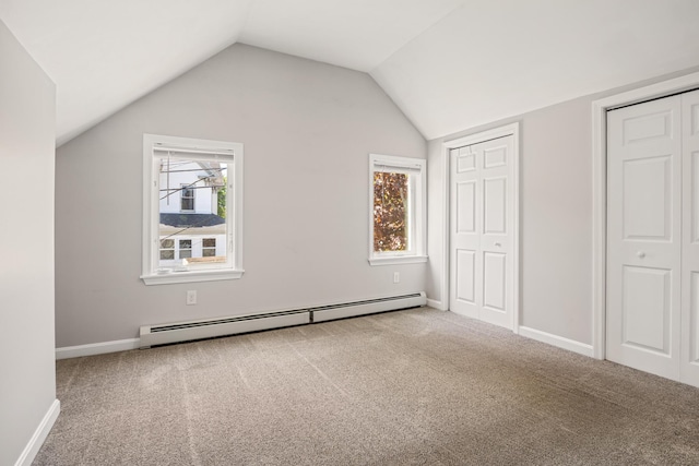 41 Parker St, Bangor, ME 04401 - bonus room featuring baseboard heating, carpet flooring, healthy amount of natural light, and vaulted ceiling