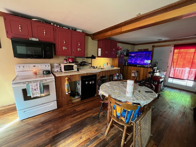96 French St, Acton, ME 04001 - kitchen with white appliances, dark wood-style flooring, and light countertops