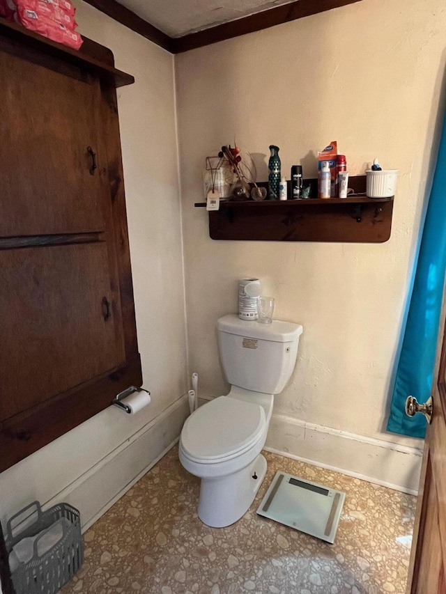 96 French St, Acton, ME 04001 - bathroom featuring toilet, baseboards, and tile patterned floors