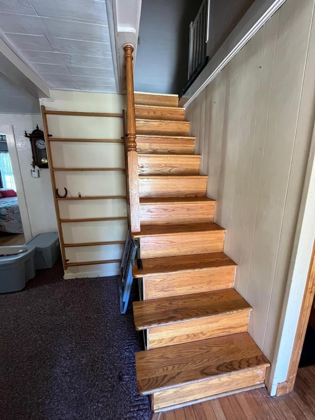 96 French St, Acton, ME 04001 - stairs featuring wooden walls