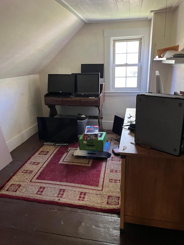 96 French St, Acton, ME 04001 - office area featuring lofted ceiling and baseboards