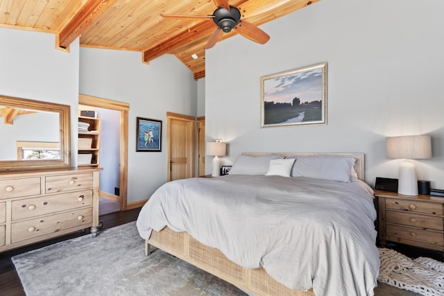 134 Zakelo Rd, Harrison, ME 04040 - bedroom featuring wood ceiling, wood finished floors, baseboards, and ceiling fan