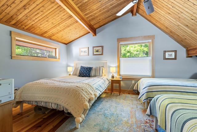 134 Zakelo Rd, Harrison, ME 04040 - bedroom with multiple windows, wood ceiling, and ceiling fan