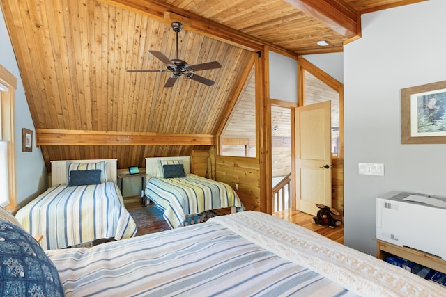 134 Zakelo Rd, Harrison, ME 04040 - bedroom with wood ceiling, wood walls, wood finished floors, and heating unit