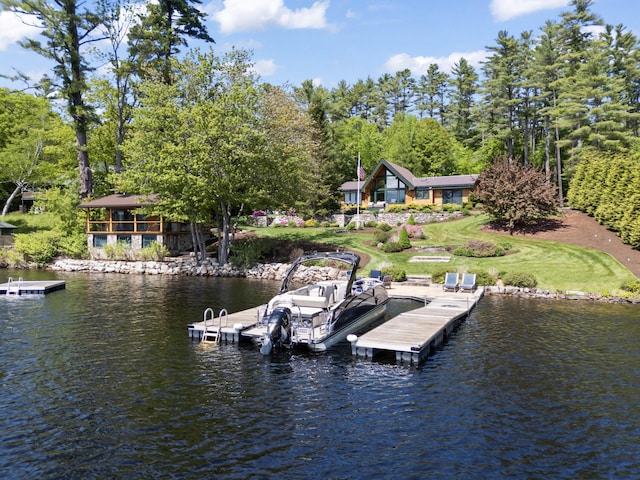 134 Zakelo Rd, Harrison, ME 04040 - dock with a water view and a yard