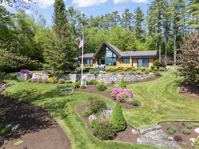 134 Zakelo Rd, Harrison, ME 04040 - view of front of house featuring a front lawn and metal roof