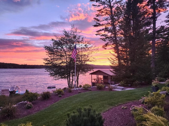 134 Zakelo Rd, Harrison, ME 04040 - water view featuring a gazebo