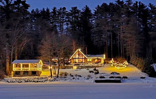 134 Zakelo Rd, Harrison, ME 04040 - view of front of property with a wooded view