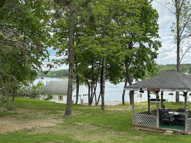 16 Steamboat St, Calais, ME 04619 - view of grassy yard with a gazebo and a wooden deck