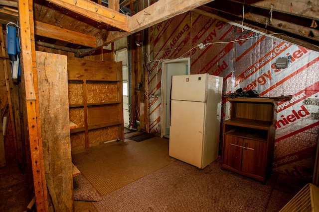31 Village St, Jefferson, ME 04348 - below grade area with freestanding refrigerator