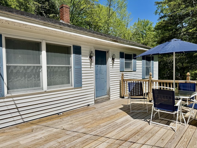 323 Main St S, Searsmont, ME 04973 - wooden deck featuring view of scattered trees