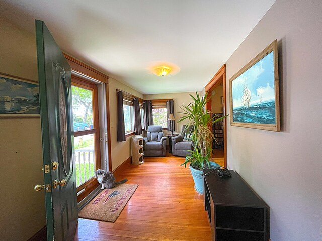 121 Bolton St, Portland, ME 04102 - entrance foyer with healthy amount of natural light, light wood-style flooring, and baseboards