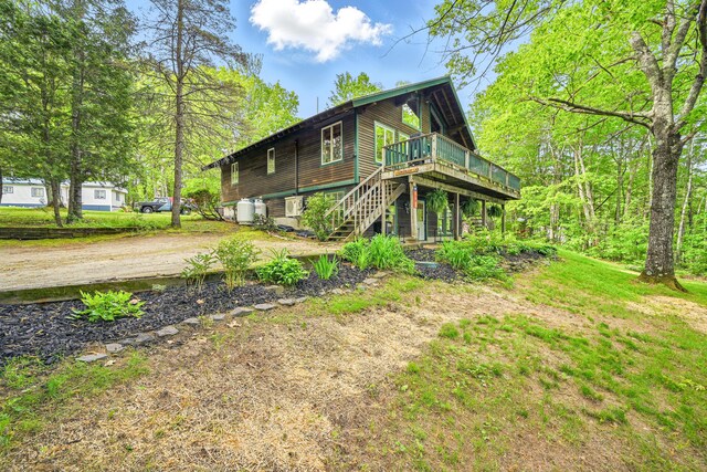 14 Greenleaf Ln, Monmouth, ME 04259 - back of house with a deck and stairs