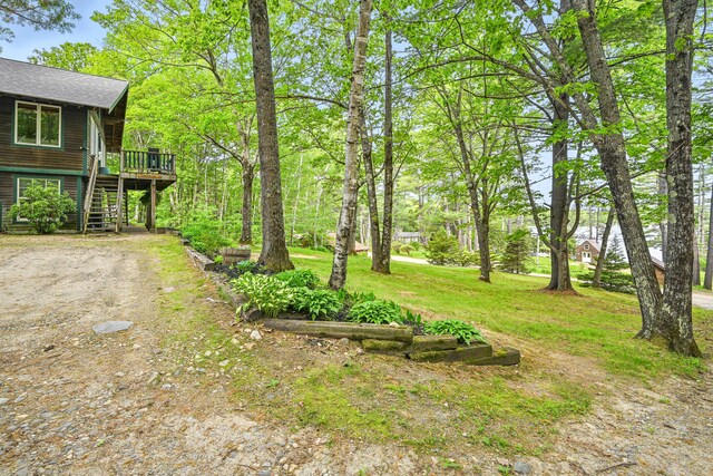 14 Greenleaf Ln, Monmouth, ME 04259 - view of yard featuring stairway and a deck