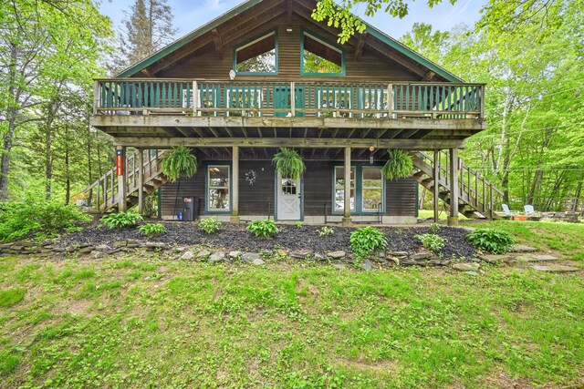 14 Greenleaf Ln, Monmouth, ME 04259 - view of front of house featuring stairs and a deck