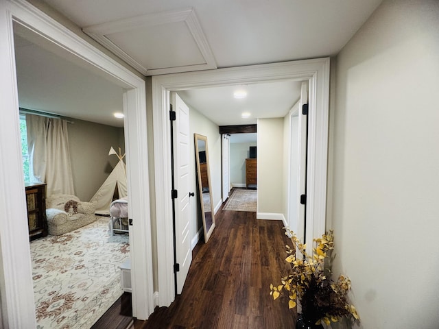 228 Mcburnie Rd, Presque Isle, ME 04769 - hall featuring dark wood-style flooring and baseboards