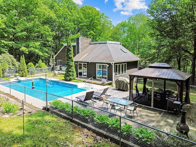 363 Winthrop Center Rd, Winthrop, ME 04364 - outdoor pool with a gazebo and a diving board
