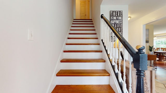 176 Weeks Rd, Gorham, ME 04038 - stairs featuring wood finished floors