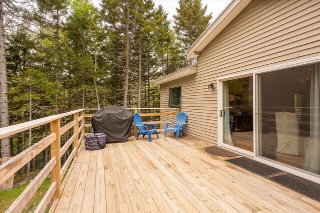 144 Woody Ln, Cushing, ME 04563 - wooden deck featuring area for grilling
