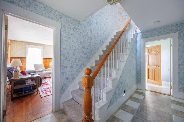 33 Neally St, South Berwick, ME 03908 - stairs featuring wallpapered walls