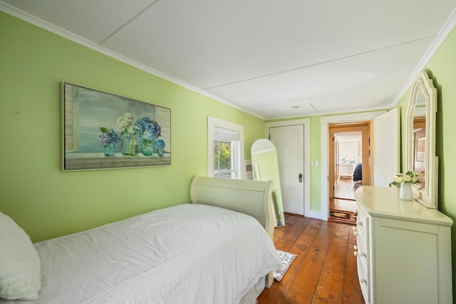 75 Ledgelawn Ave, Bar Harbor, ME 04609 - bedroom with crown molding and dark wood finished floors