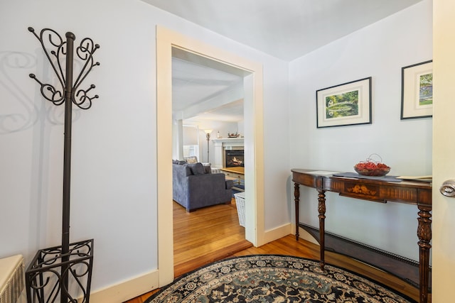 75 Ledgelawn Ave, Bar Harbor, ME 04609 - corridor with wood finished floors and baseboards