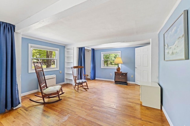 16 Van Buren Dr, Newfield, ME 04095 - sitting room featuring light wood-style flooring, baseboards, built in features, and beam ceiling