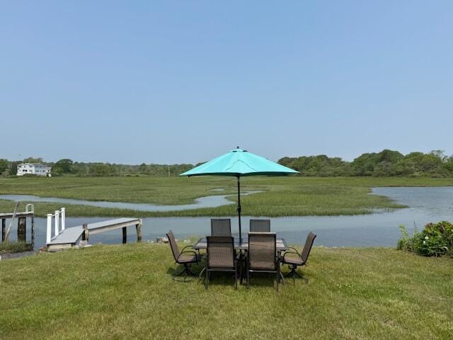 2 White Sands Ln, Scarborough, ME 04074 - dock area with a water view and a yard
