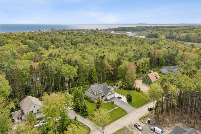 18 Forest Hill Ln, Kennebunk, ME 04043 - aerial view of property and surrounding area with a heavily wooded area and a nearby body of water