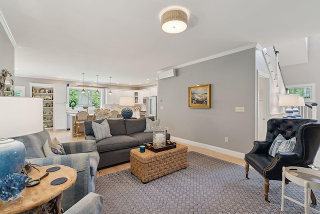 18 Forest Hill Ln, Kennebunk, ME 04043 - living area featuring light wood finished floors, ornamental molding, baseboards, and recessed lighting