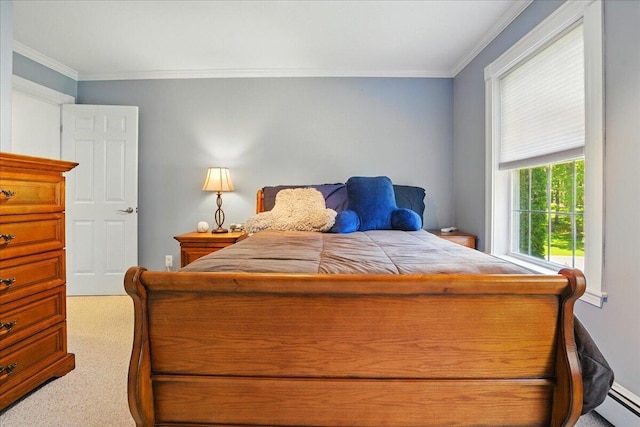 59 Sanderson Rd, Poland, ME 04274 - bedroom featuring baseboard heating, carpet, and ornamental molding