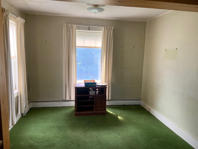 100 Bayside Rd, Ellsworth, ME 04605 - unfurnished room featuring carpet floors, a baseboard radiator, and healthy amount of natural light