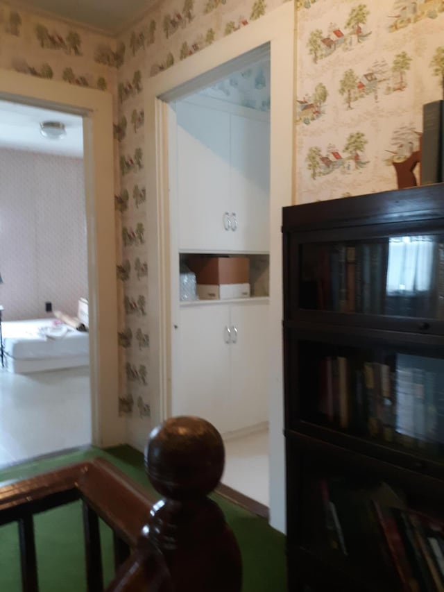 100 Bayside Rd, Ellsworth, ME 04605 - corridor with wallpapered walls