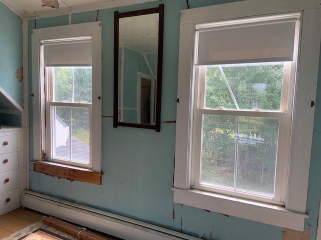 100 Bayside Rd, Ellsworth, ME 04605 - detailed view of crown molding and baseboard heating