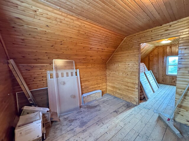 164 Mud Pond Road, Prentiss Twp T7 R3 Nbpp, ME 04487 - bonus room with hardwood / wood-style flooring, wood walls, wood ceiling, and lofted ceiling