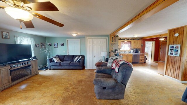 164 Mud Pond Road, Prentiss Twp T7 R3 Nbpp, ME 04487 - living area with ceiling fan and light carpet