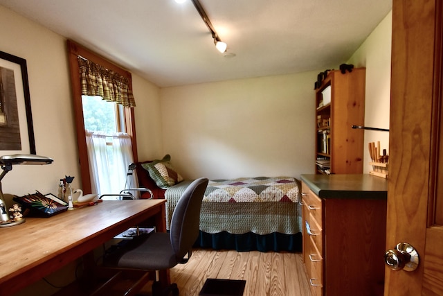10 Rines Rd, Burnham, ME 04922 - bedroom with light wood finished floors and track lighting