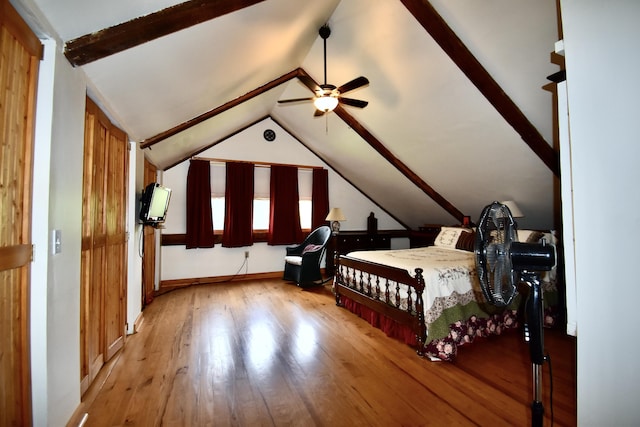 10 Rines Rd, Burnham, ME 04922 - bedroom with wood finished floors and lofted ceiling