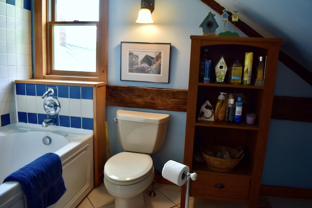 10 Rines Rd, Burnham, ME 04922 - bathroom featuring toilet, a garden tub, and tile patterned floors