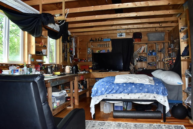 10 Rines Rd, Burnham, ME 04922 - bedroom featuring wood finished floors and a workshop area