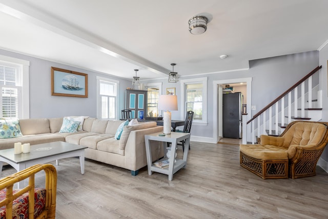 116 Hills Beach Rd, Biddeford, ME 04005 - living area featuring light wood-style floors and stairway