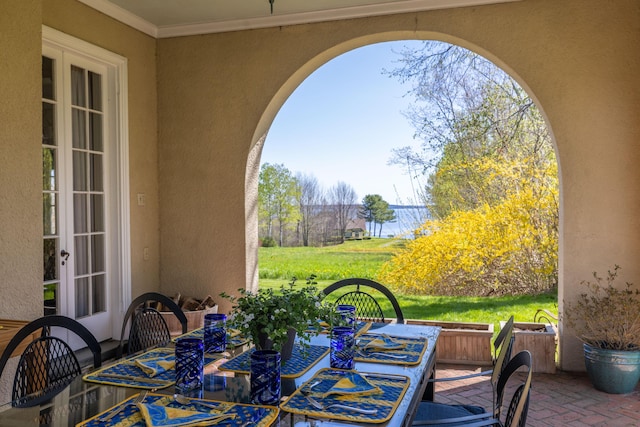 18 Bayside Dr, Belfast, ME 04915 - view of patio featuring outdoor dining space and french doors
